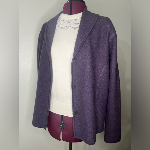 Charter Club button up cardigan. Plum- size large. Australian wool. - Picture 5 of 7